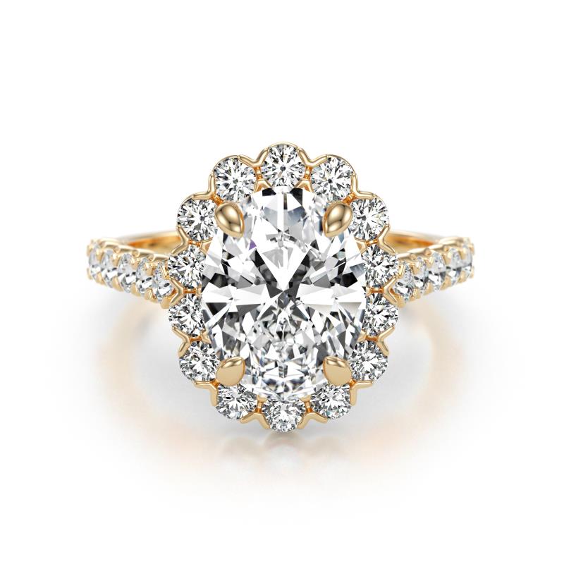 Zarina 3.00 ctw IGI Certified Lab Grown Diamond Oval Shape (9x7 mm) & Round Lab Grown Diamond Halo Engagement Ring 