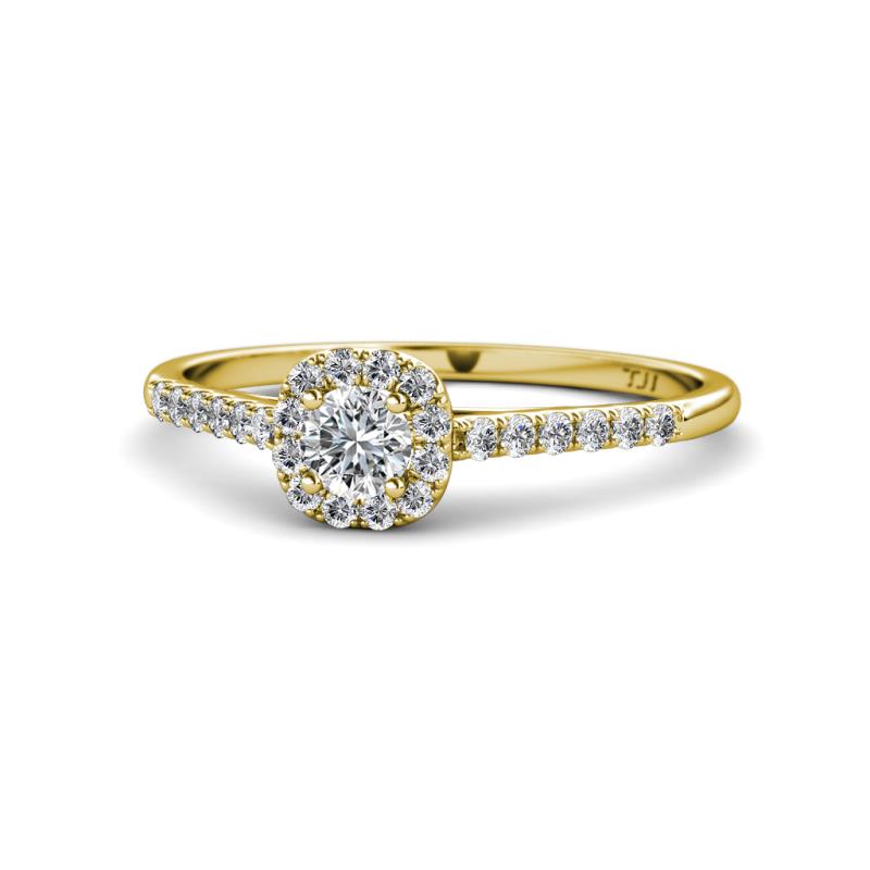 Selena Prima 0.76 ctw Lab Grown Diamond Round (4.40 mm) & Natural Diamond Round (1.60 mm) Halo Engagement Ring 