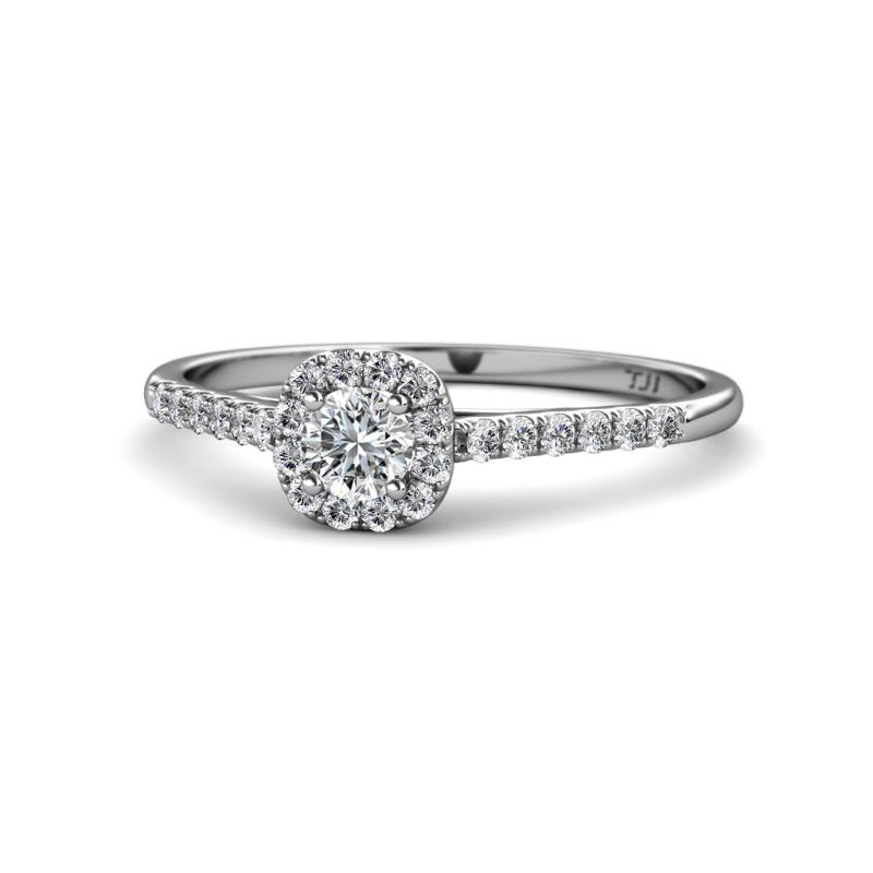Selena Prima 0.76 ctw Lab Grown Diamond Round (4.40 mm) & Natural Diamond Round (1.60 mm) Halo Engagement Ring 