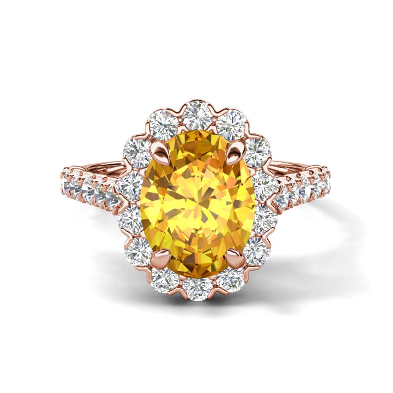 Zarina 2.70 ctw Citrine Oval Shape (9x7 mm) & Round Lab Grown Diamond Halo Engagement Ring 