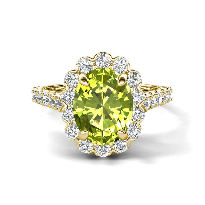 Zarina 3.00 ctw Peridot Oval Shape (9x7 mm) & Round Lab Grown Diamond Halo Engagement Ring 