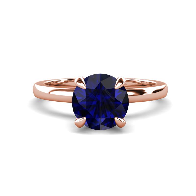 Abena 1.21 ctw Blue Sapphire (6.00 mm) with Prong Studded Side Natural Diamond Solitaire Plus Engagement Ring 