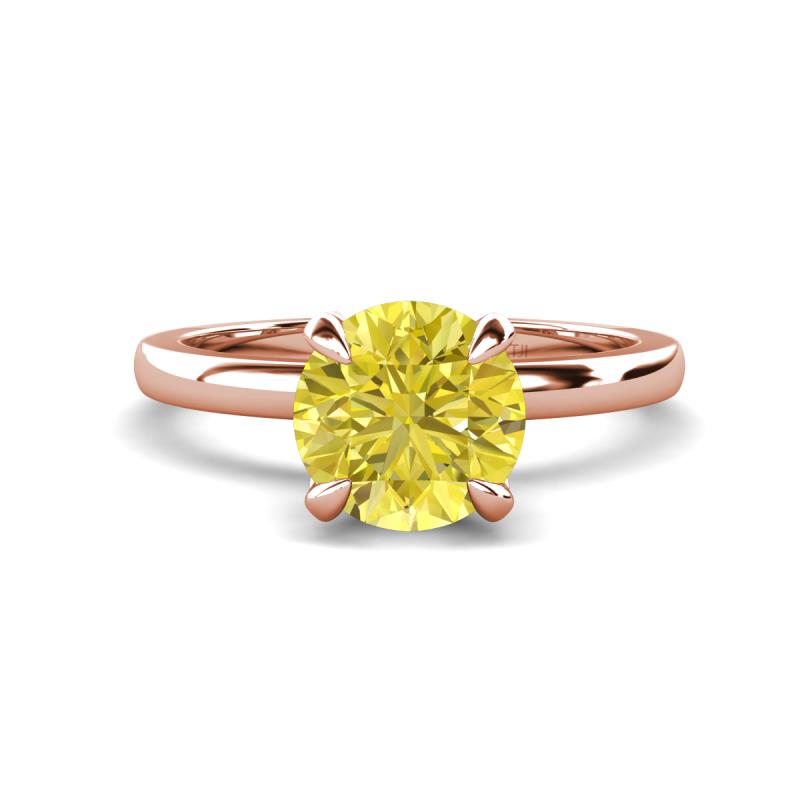 Abena 1.06 ctw Yellow Diamond (6.50 mm) with Prong Studded Side Natural Diamond Solitaire Plus Engagement Ring 