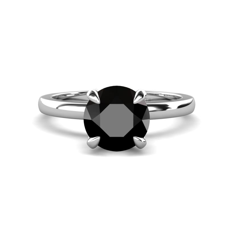 Abena 1.56 ctw Black Diamond (6.50 mm) with Prong Studded Side Natural Diamond Solitaire Plus Engagement Ring 