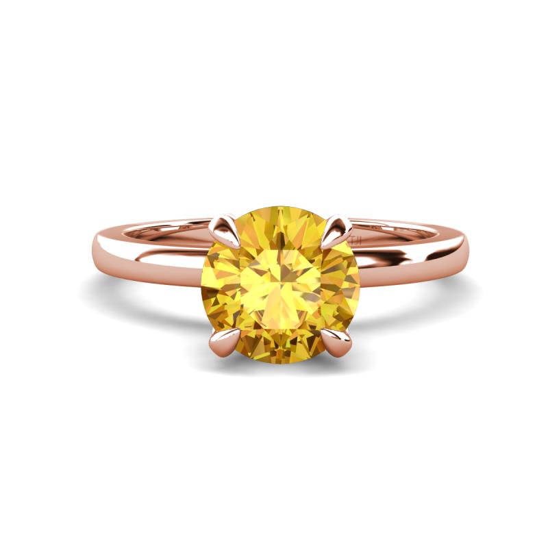 Abena 0.93 ctw Citrine (6.50 mm) with Prong Studded Side Natural Diamond Solitaire Plus Engagement Ring 