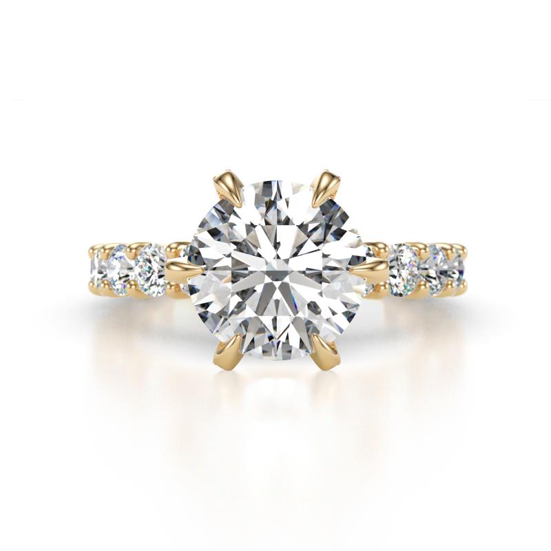 Zariya 3.50 ctw (8.00 mm) Center IGI Certified Round Lab Grown Diamond (VS1/F) with Side Lab Grown Diamond Solitaire Plus Engagement Ring 