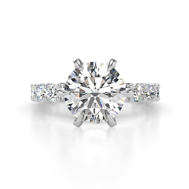 Zariya 3.50 ctw (8.00 mm) Center GIA Certified Round Natural Diamond with Side Lab Grown Diamond Solitaire Plus Engagement Ring 