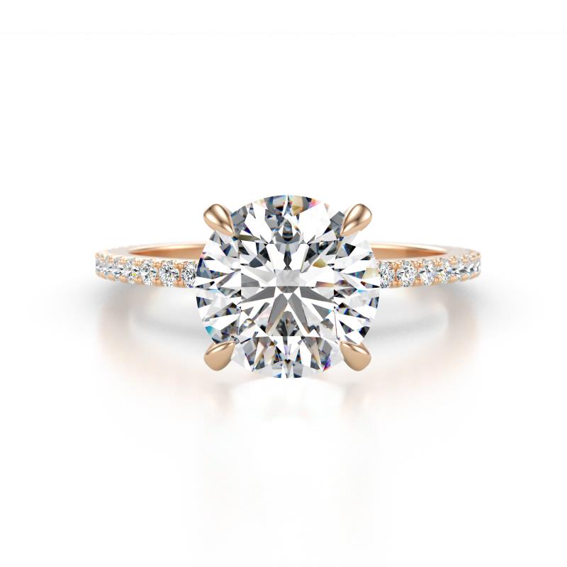 Aisha 2.35 Ctw IGI Certified (8.00 mm) Round Lab Grown Diamond (VS1/F) with side Lab Grown Diamond Hidden Halo Engagement ring