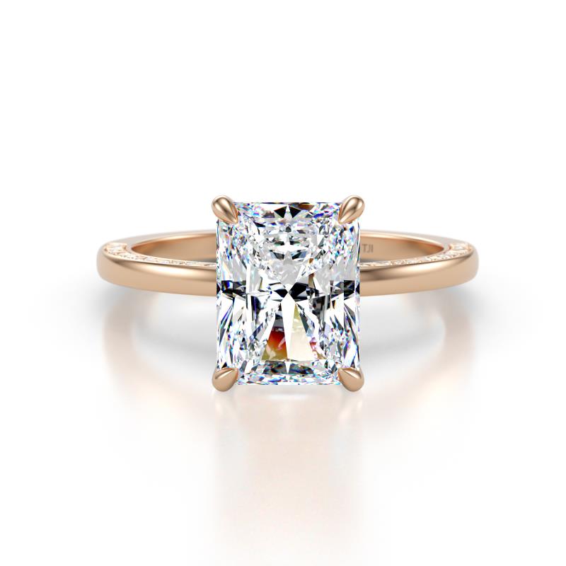 Lucia 2.64 ctw IGI Certified Lab Grown Diamond Radiant Shape (9x7 mm) & Side Natural Diamond Hidden Halo Engagement Ring  