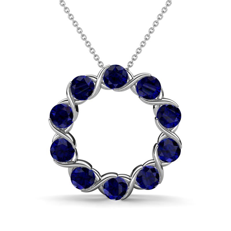 Betty 2.10 ctw Round Blue Sapphire Open Circle Pendant 