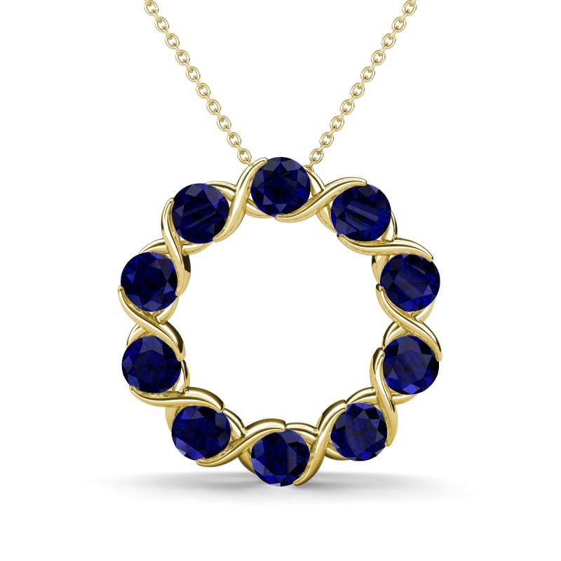 Betty 2.10 ctw Round Blue Sapphire Open Circle Pendant 