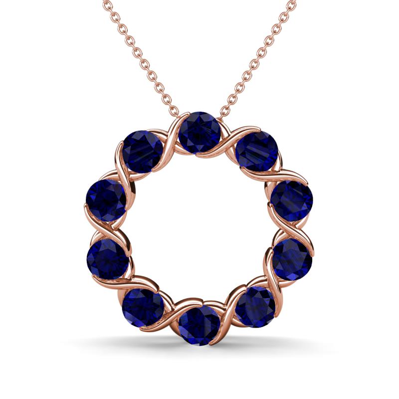 Betty 2.10 ctw Round Blue Sapphire Open Circle Pendant 