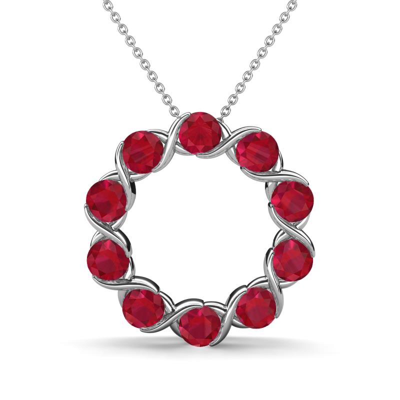 Betty 2.10 ctw Round Ruby Open Circle Pendant 