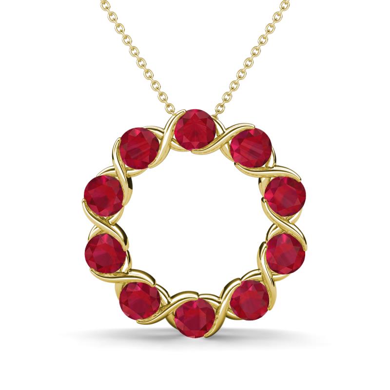 Betty 2.10 ctw Round Ruby Open Circle Pendant 