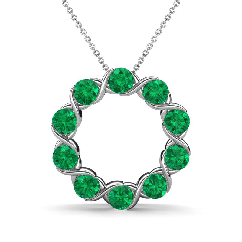 Betty 1.80 ctw Round Emerald Open Circle Pendant 