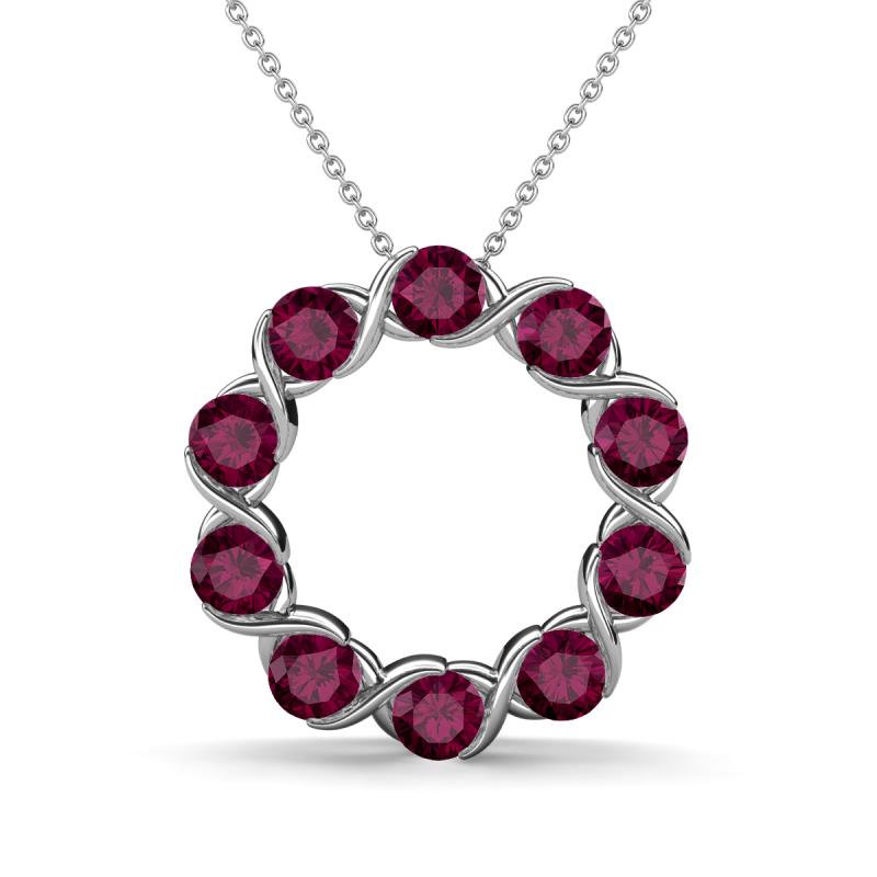 Betty 2.31 ctw Round Rhodolite Garnet Open Circle Pendant 