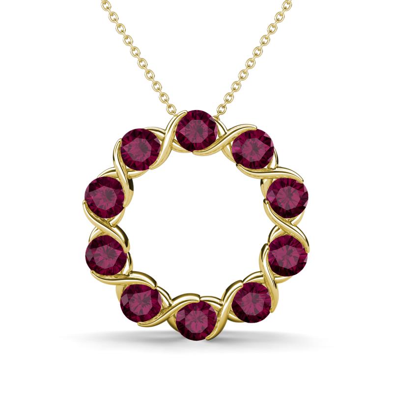 Betty 2.31 ctw Round Rhodolite Garnet Open Circle Pendant 