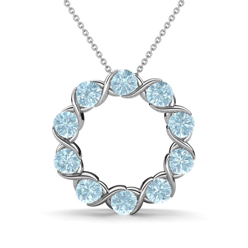 Betty 1.80 ctw Round Aquamarine Open Circle Pendant 