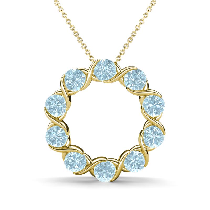 Betty 1.80 ctw Round Aquamarine Open Circle Pendant 