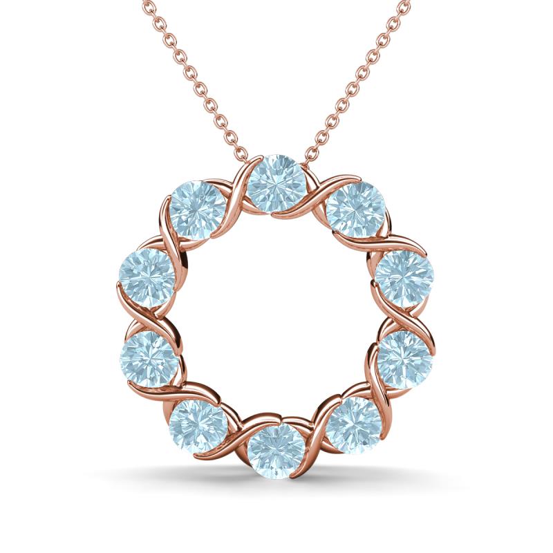 Betty 1.80 ctw Round Aquamarine Open Circle Pendant 