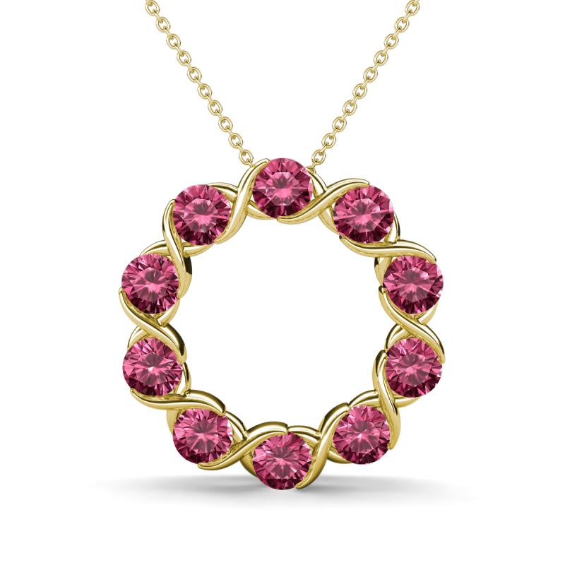 Betty 1.80 ctw Round Pink Tourmaline Open Circle Pendant 