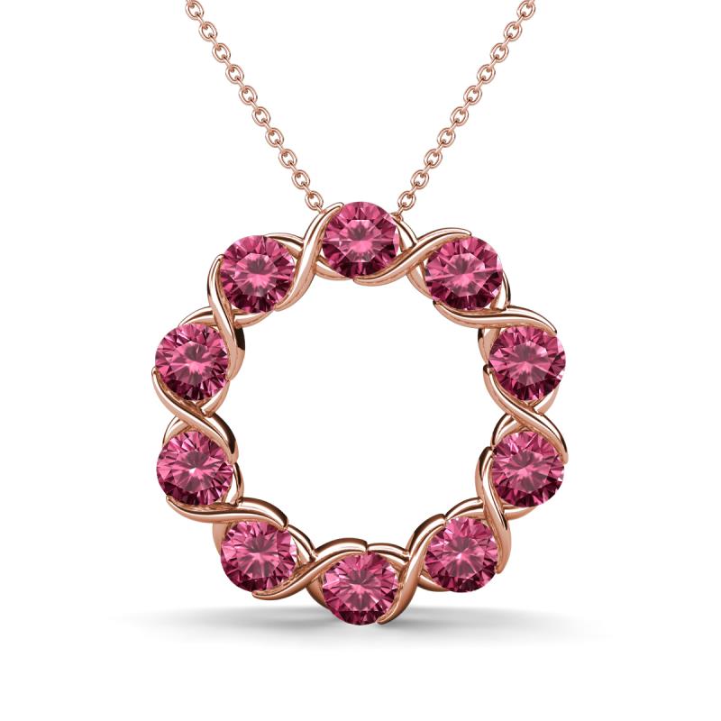 Betty 1.80 ctw Round Pink Tourmaline Open Circle Pendant 