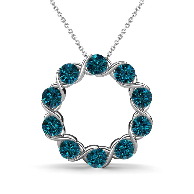 Betty 2.00 ctw Round Blue Diamond Open Circle Pendant 