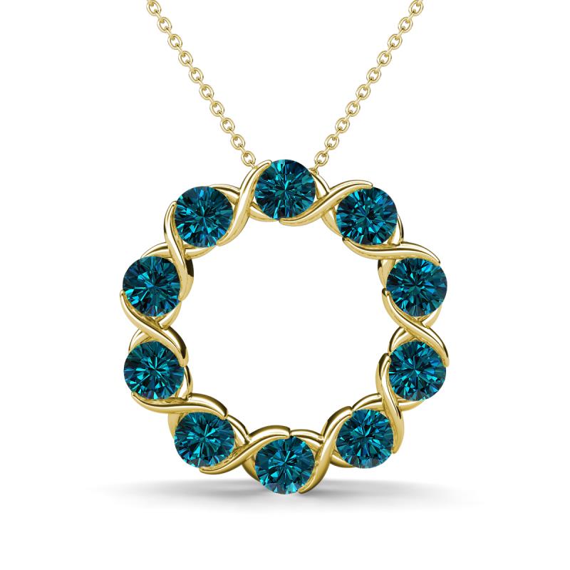 Betty 2.00 ctw Round Blue Diamond Open Circle Pendant 