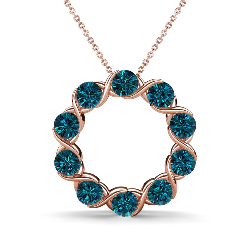 Betty 2.00 ctw Round Blue Diamond Open Circle Pendant 