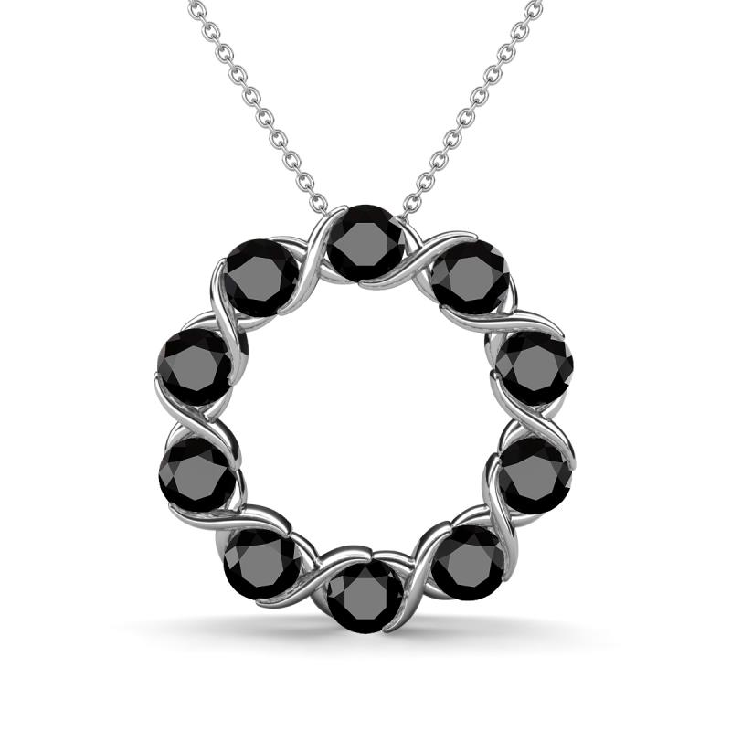 Betty 2.10 ctw Round Black Diamond Open Circle Pendant 