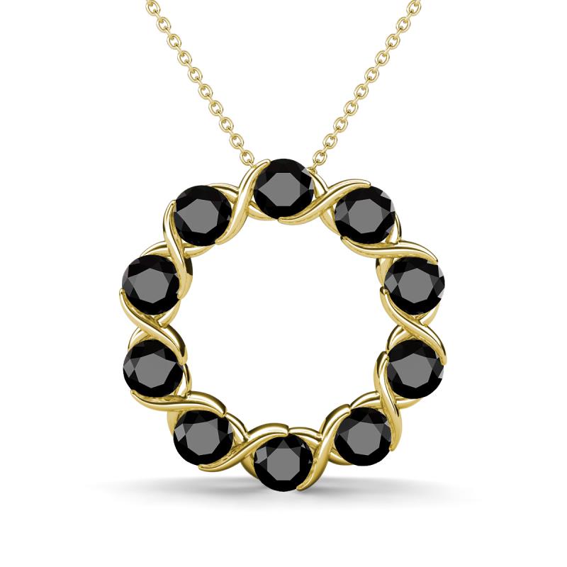 Betty 2.10 ctw Round Black Diamond Open Circle Pendant 