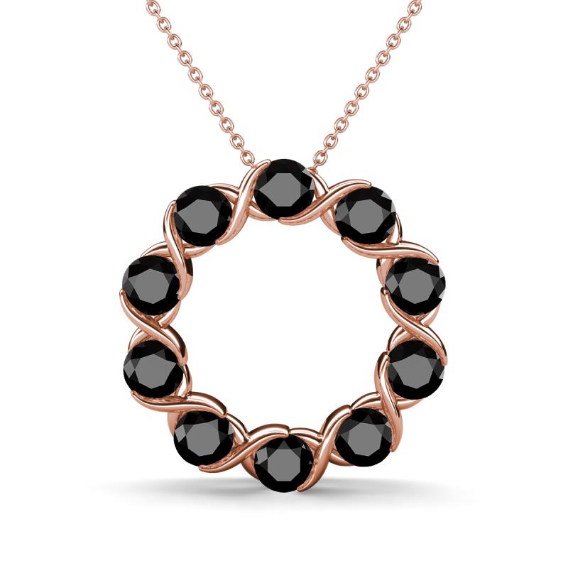 Betty 2.10 ctw Round Black Diamond Open Circle Pendant 
