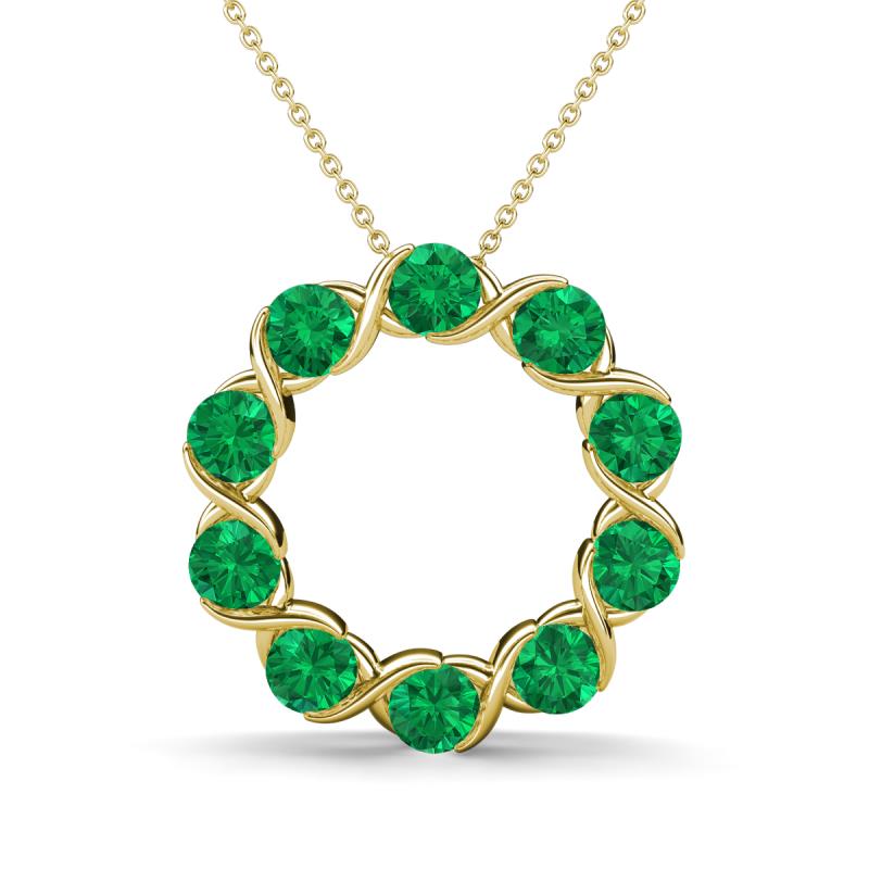 Betty 1.80 ctw Round Emerald Open Circle Pendant 