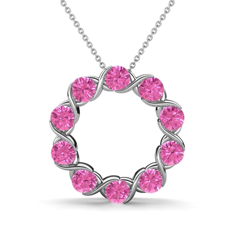 Betty 2.10 ctw Round Pink Sapphire Open Circle Pendant 
