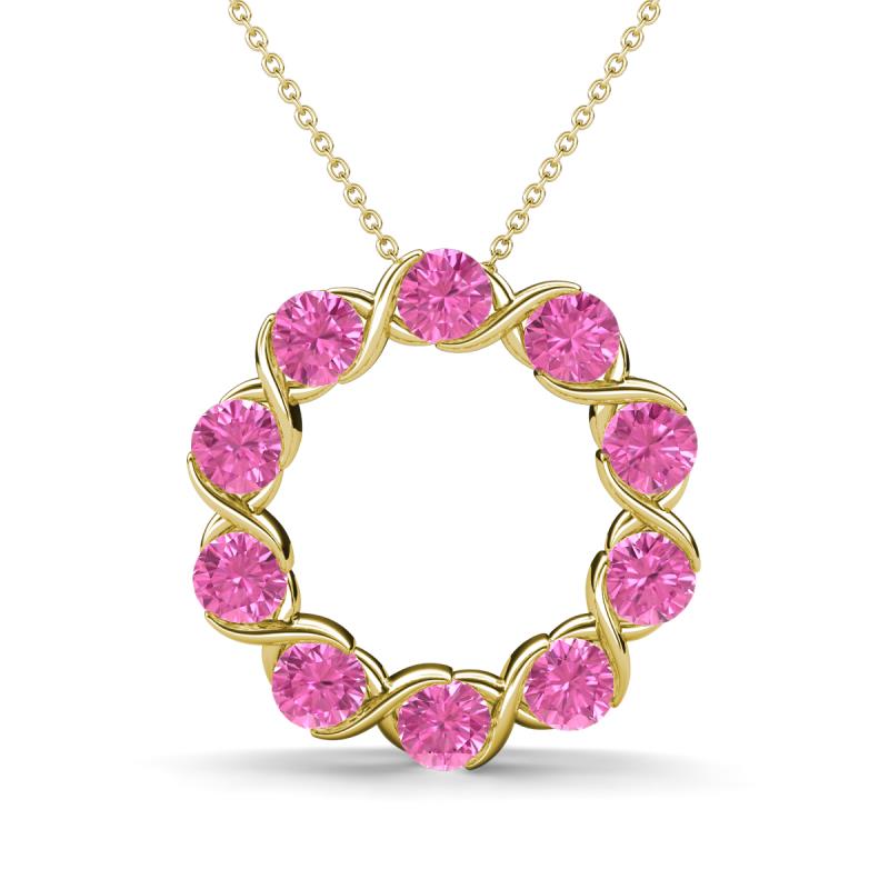 Betty 2.10 ctw Round Pink Sapphire Open Circle Pendant 