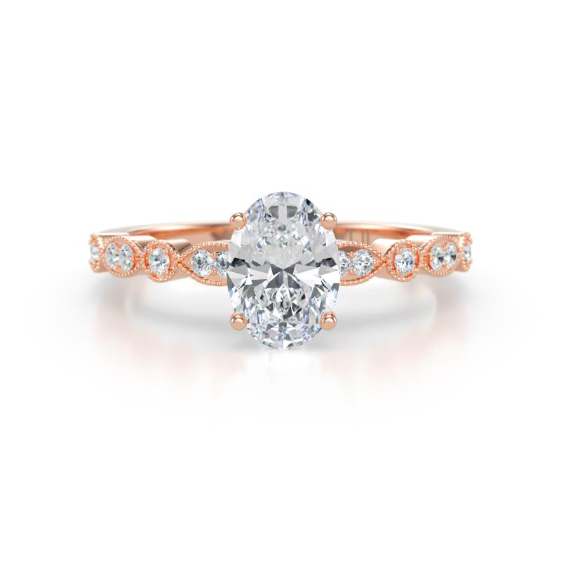 Renea 0.87 ctw IGI Certified Lab Grown Diamond Oval cut (7x5 mm) With accented Diamonds Engagement Ring 