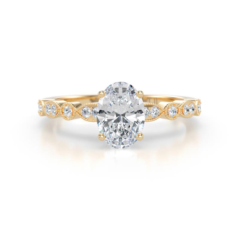 Renea 0.87 ctw IGI Certified Lab Grown Diamond Oval cut (7x5 mm) With accented Diamonds Engagement Ring 