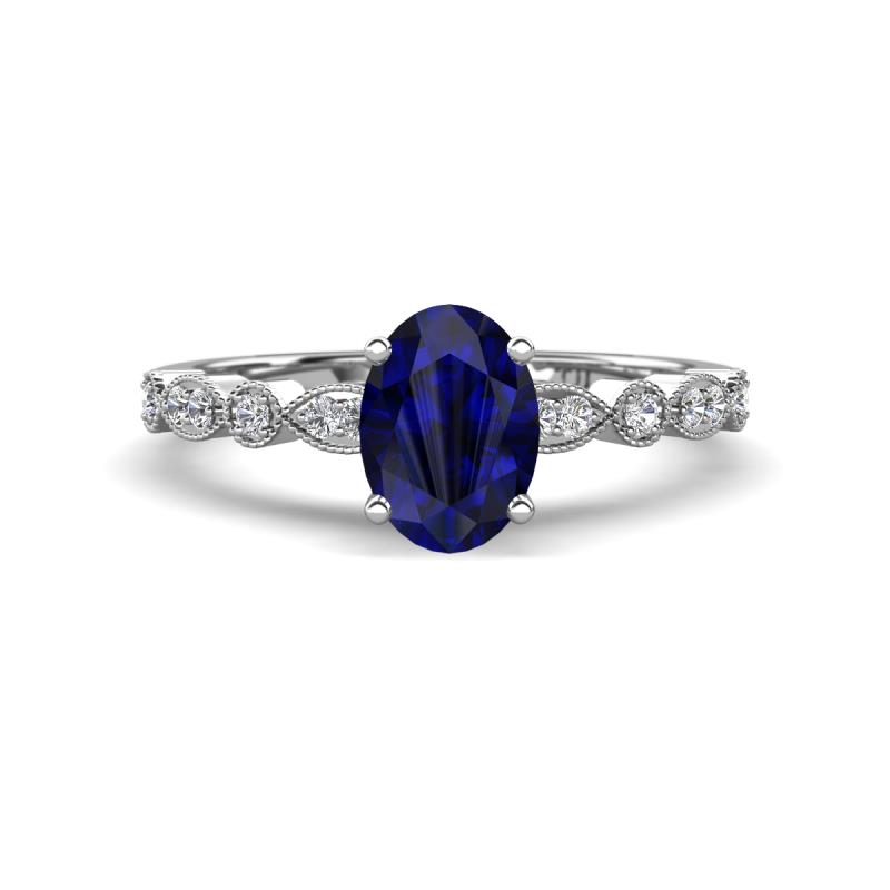 Renea 1.02 ctw Blue Sapphire Oval cut (7x5 mm) With accented Diamonds Engagement Ring  
