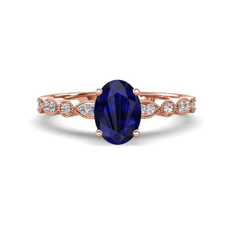 Renea 1.02 ctw Blue Sapphire Oval cut (7x5 mm) With accented Diamonds Engagement Ring  