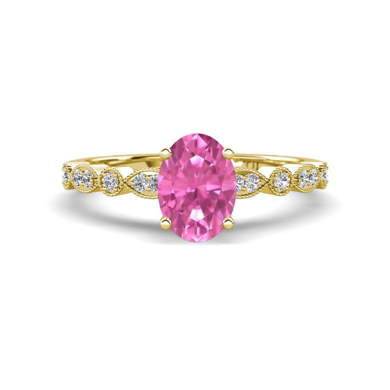 Renea 1.12 ctw Pink Sapphire Oval cut (7x5 mm) With accented Diamonds Engagement Ring  