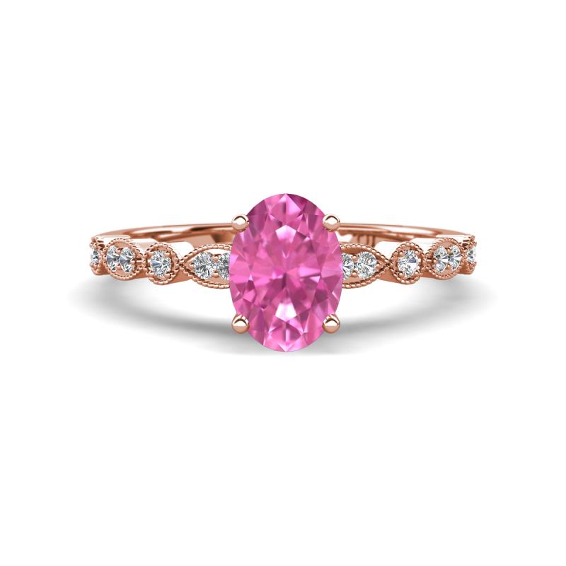 Renea 1.12 ctw Pink Sapphire Oval cut (7x5 mm) With accented Diamonds Engagement Ring  