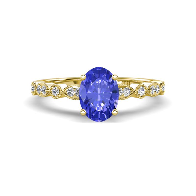 Renea 0.97 ctw Tanzanite Oval cut (7x5 mm) With accented Diamonds Engagement Ring  