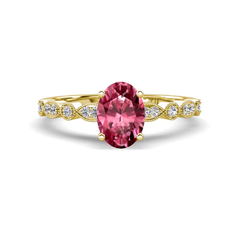 Renea 0.97 ctw Pink Tourmaline Oval cut (7x5 mm) With accented Diamonds Engagement Ring  