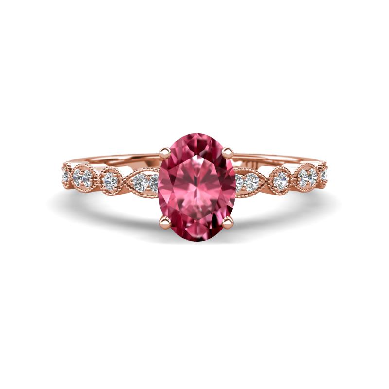 Renea 0.97 ctw Pink Tourmaline Oval cut (7x5 mm) With accented Diamonds Engagement Ring  