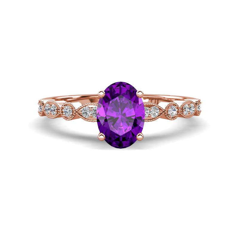 Renea 0.84 ctw Amethyst Oval cut (7x5 mm) With accented Diamonds Engagement Ring  