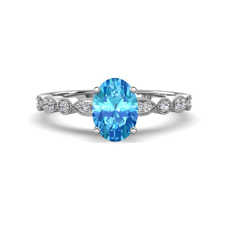 Renea 1.12 ctw Blue Topaz Oval cut (7x5 mm) With accented Diamonds Engagement Ring  