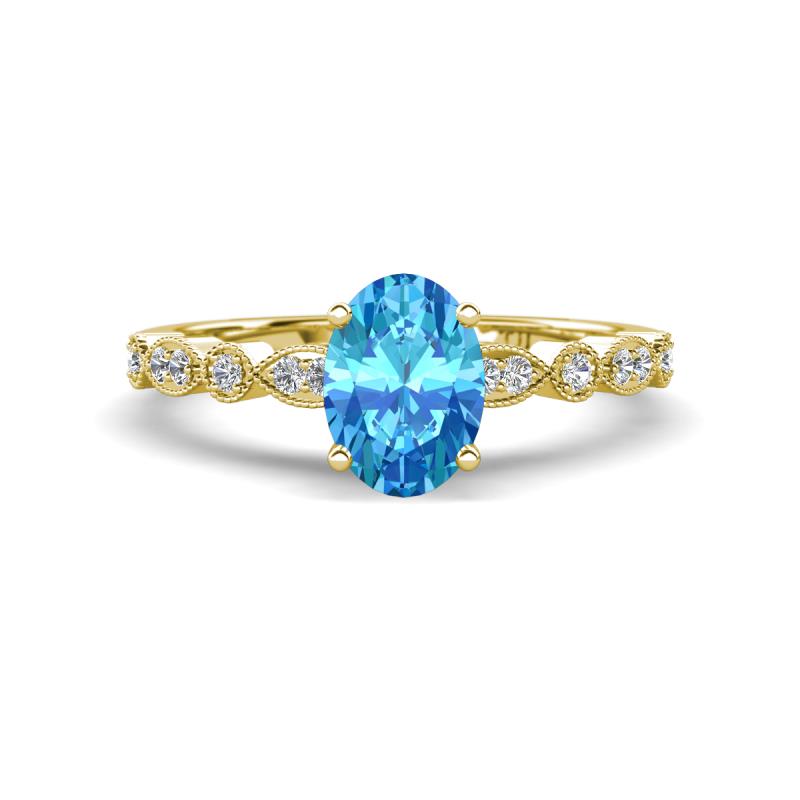 Renea 1.12 ctw Blue Topaz Oval cut (7x5 mm) With accented Diamonds Engagement Ring  