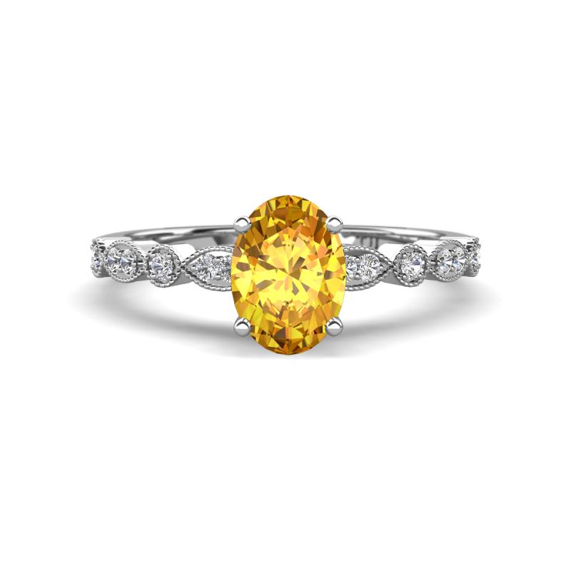 Renea 0.84 ctw Citrine Oval cut (7x5 mm) With accented Diamonds Engagement Ring  