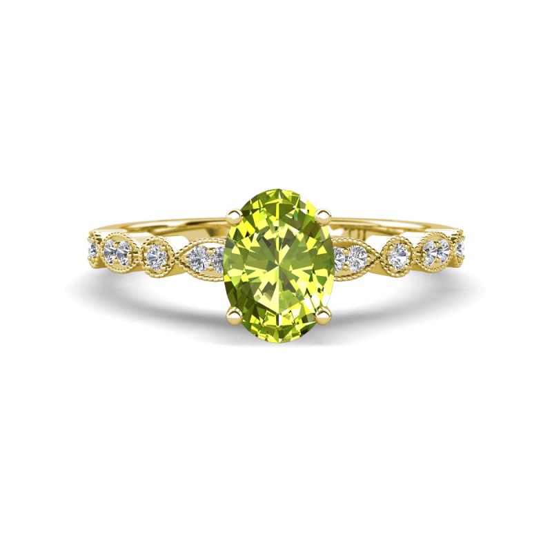 Renea 1.02 ctw Peridot Oval cut (7x5 mm) With accented Diamonds Engagement Ring  