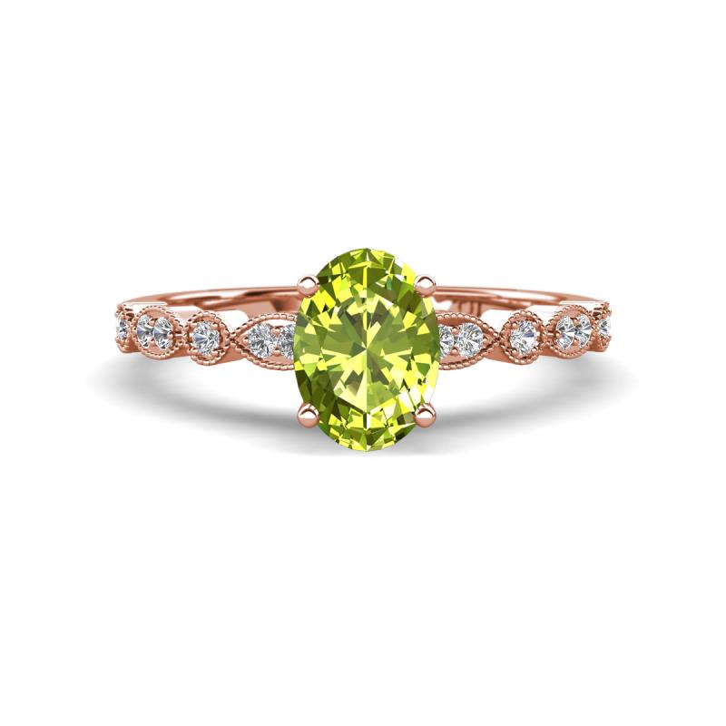 Renea 1.02 ctw Peridot Oval cut (7x5 mm) With accented Diamonds Engagement Ring  